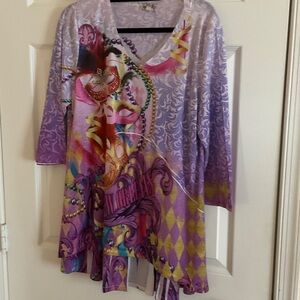 ONE WORLD Multicolor Tunic with Purple and Yellow
